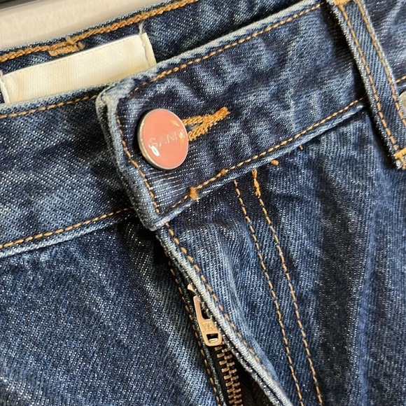 Ganni Betzy Jeans Dark Blue Stone size 32/32  Flare High Rise Organic Cotton NWT - Picture 9 of 16